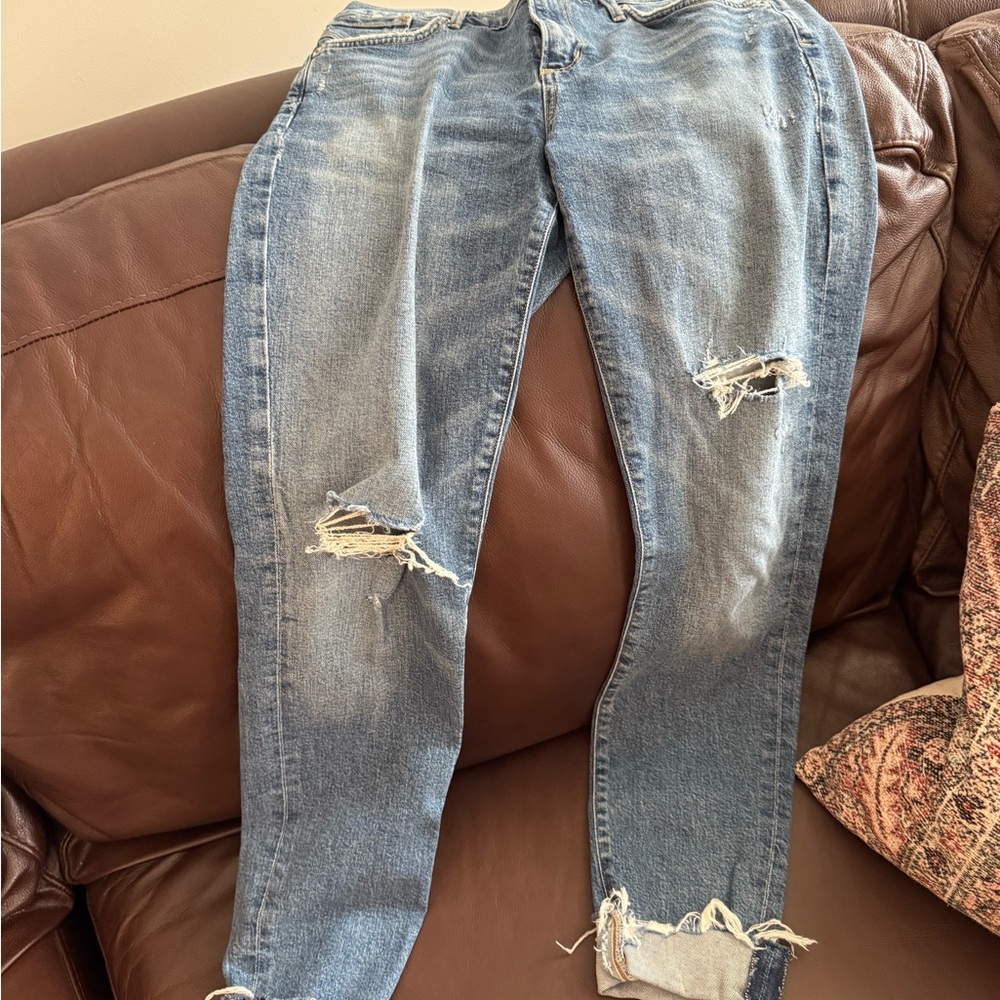 Agolde Ripped Light Blue Boyfriend Jeans